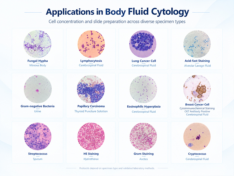 Demonstration of the practical application of the cytology centrifuge in body fluid cytology Demonstration of the practical application of the cytology centrifuge in body fluid cytology
